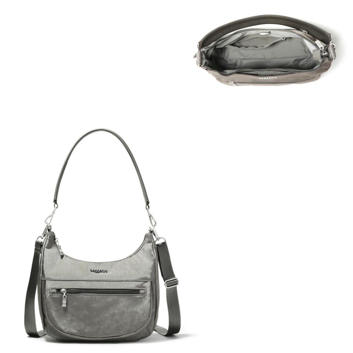 Baggallini Modern Pocket Half Moon Bag - STERLING SHIMMER