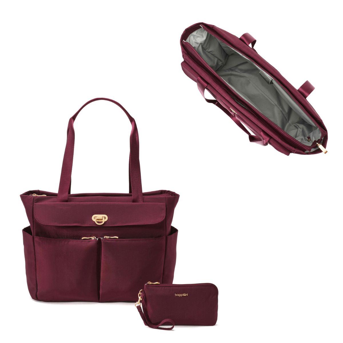 Baggallini Coastal Flip Lock Tote - Jam Gold Hardware