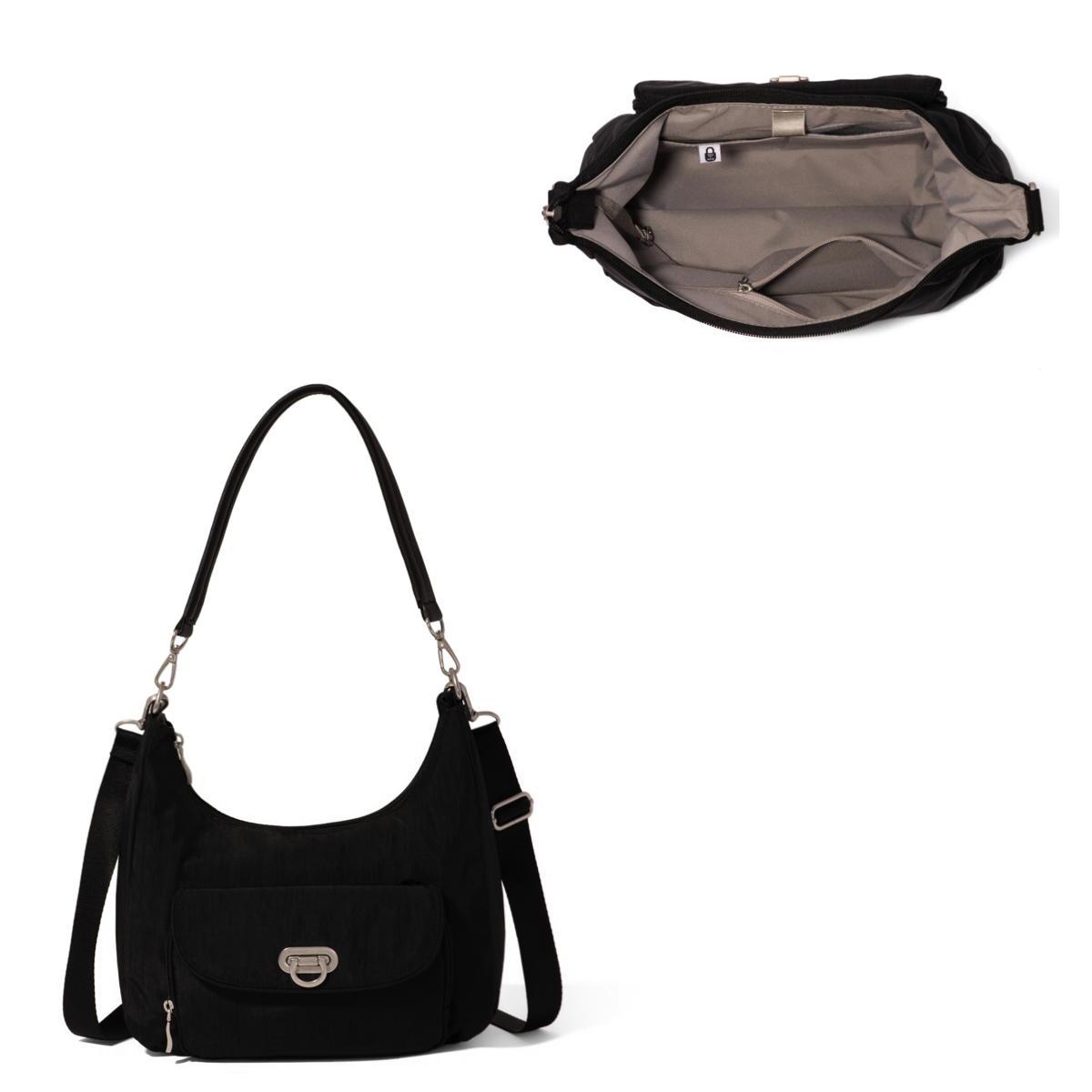 Baggallini Coastal Flip Lock Half Moon Bag - Black