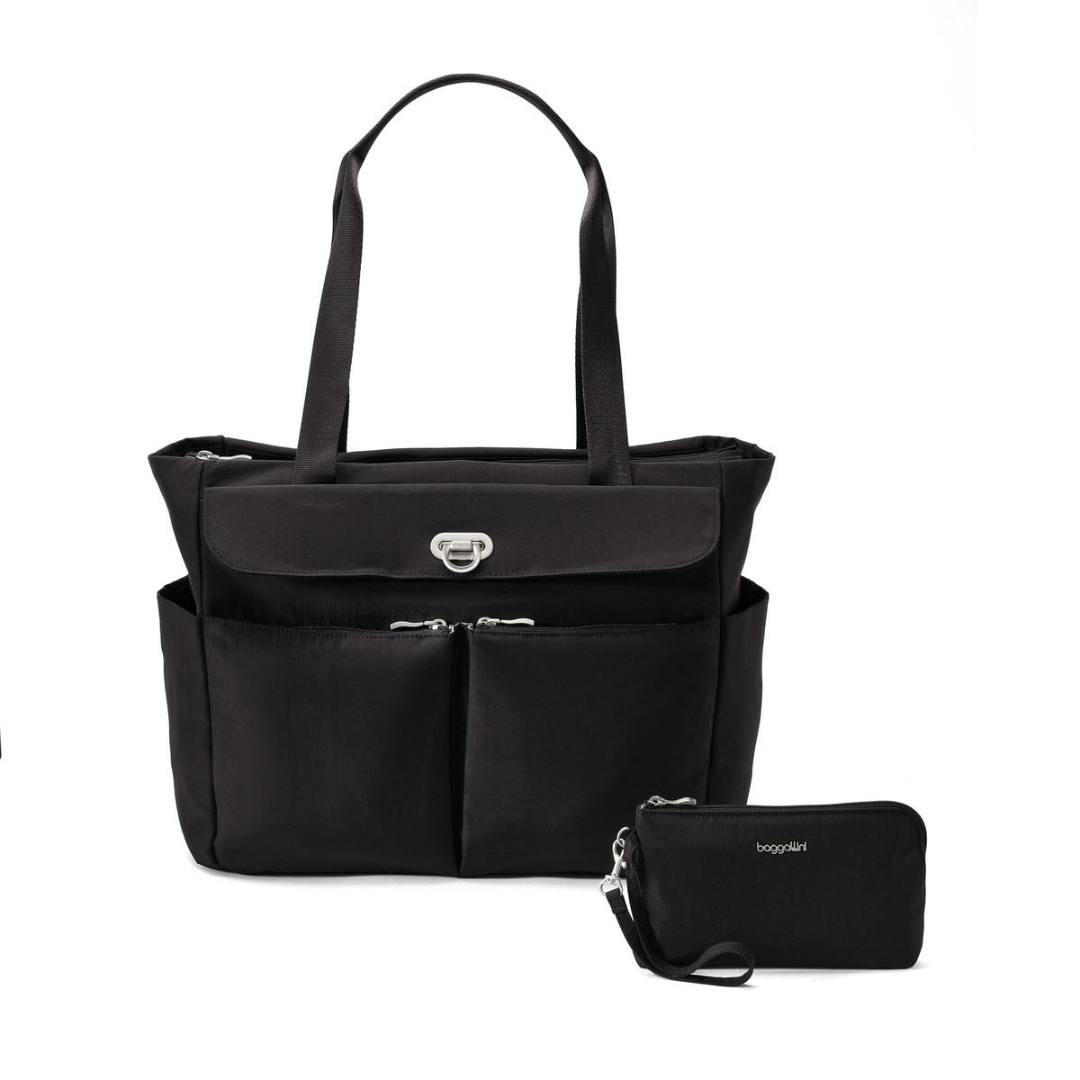 Baggallini Coastal Flip Lock Tote - Black