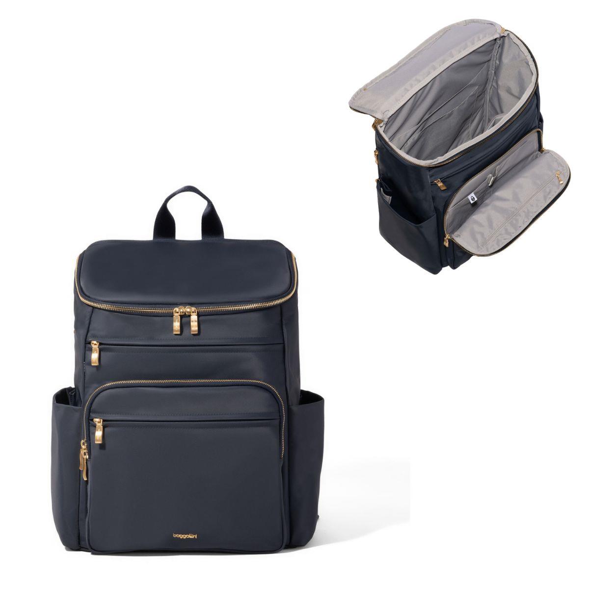 Baggallini Lexington Backpack - French Navy w Gold