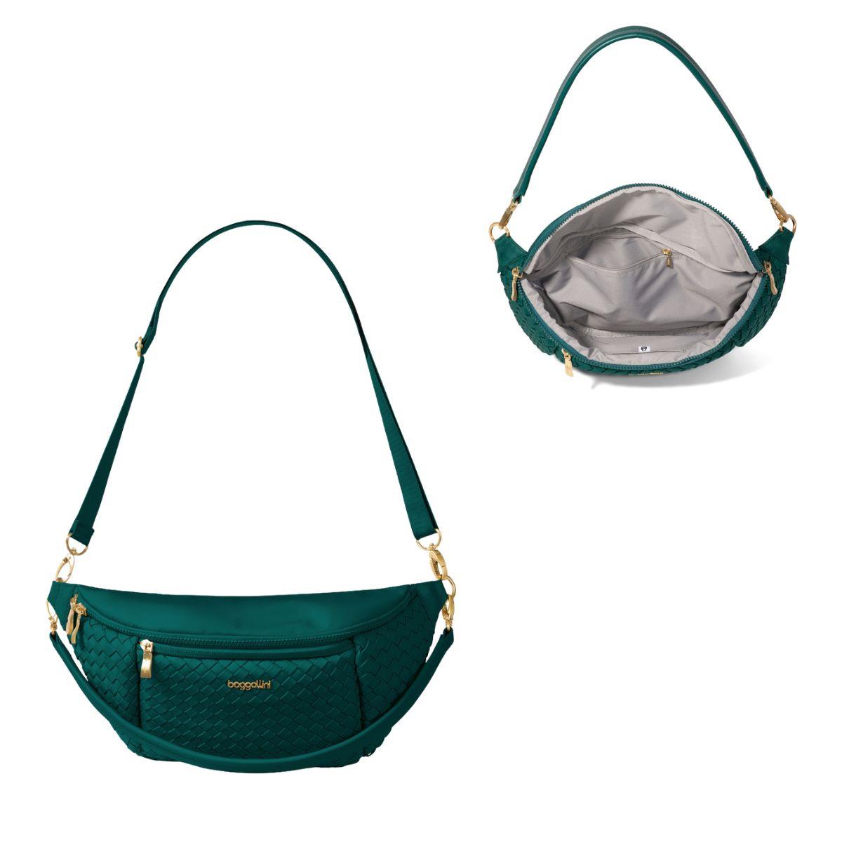Baggallini Stanton Woven Crossbody - Jade Woven Twill
