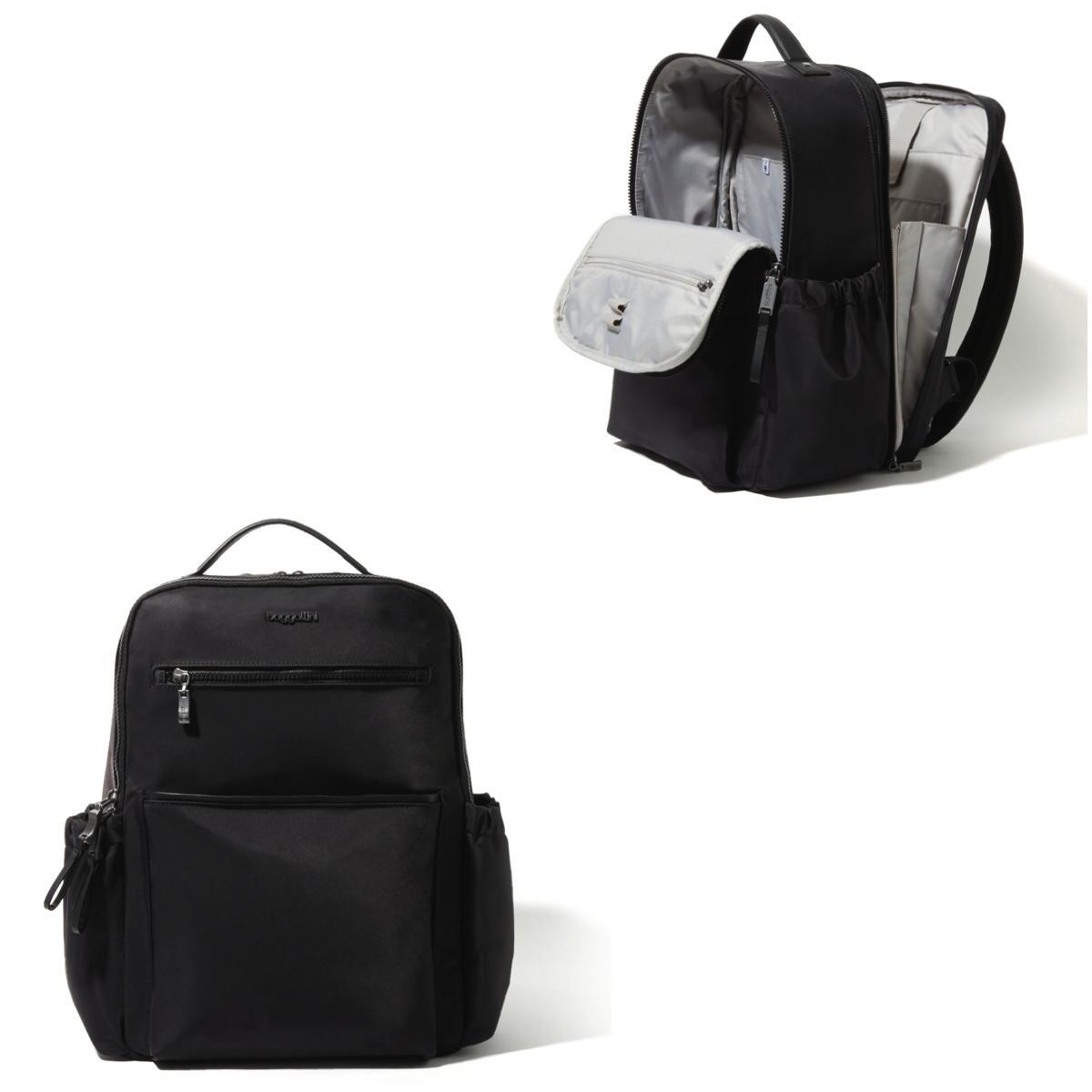 Baggallini Tribeca Expandable Laptop Backpack - BLACK TWILL