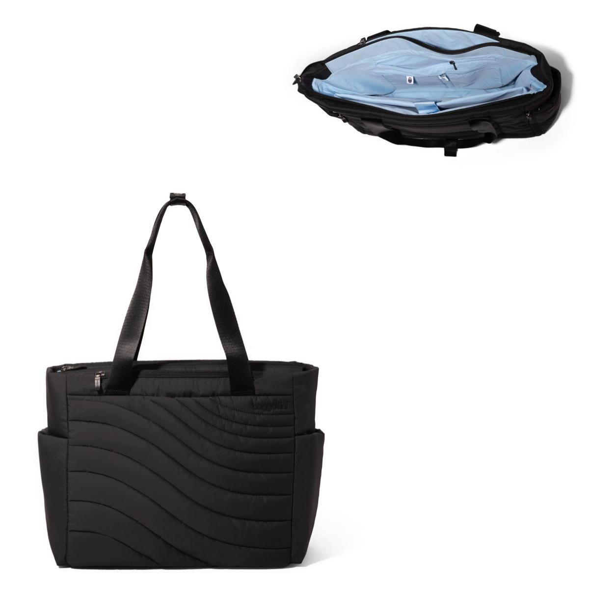 Baggallini Set Wave Tote - Black Wave Puff