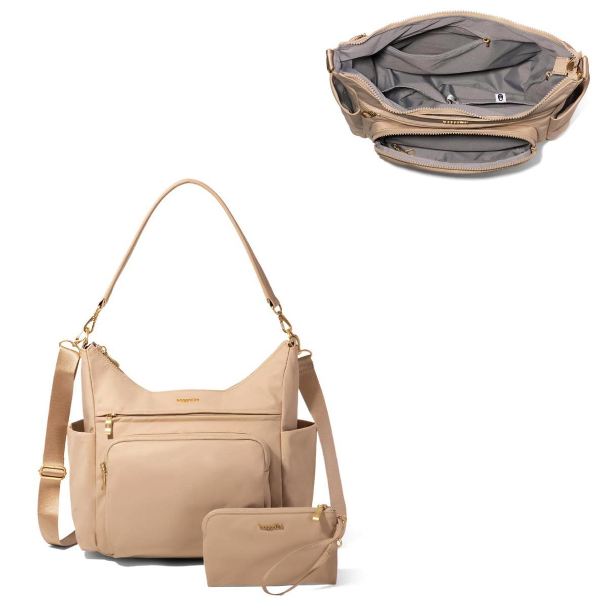Baggallini Nolita Convertible Hobo with Wristlet - Desert Sand Twill