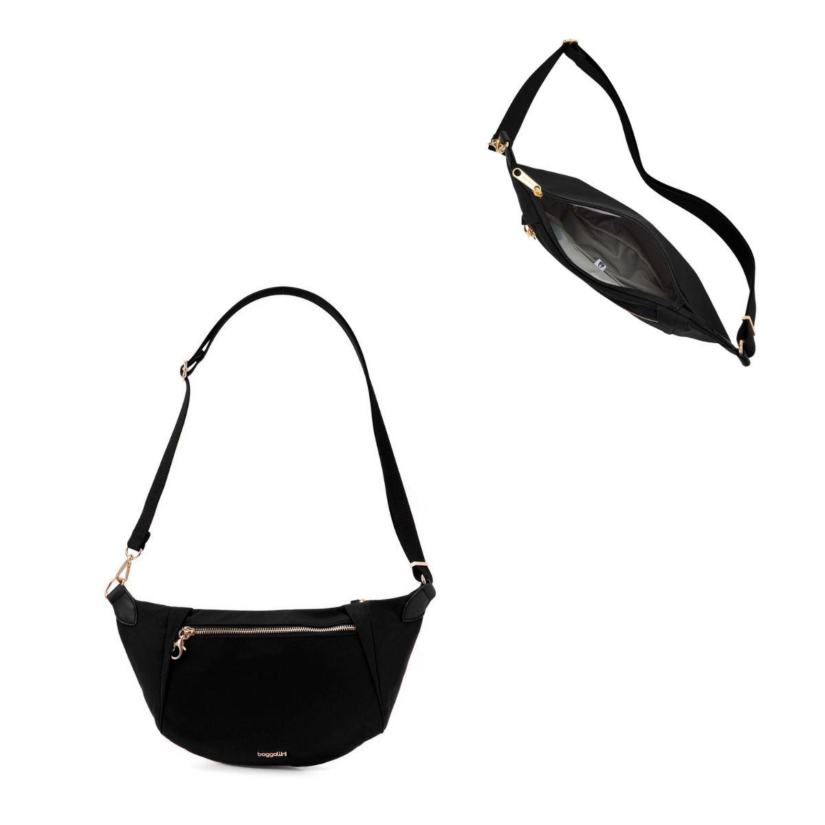 Baggallini Securtex® Jet Set Anti-Theft Crescent Sling - Black