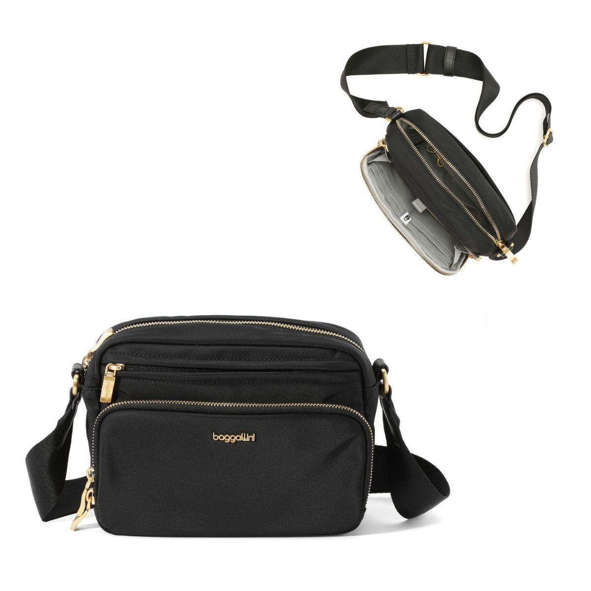 Baggallini Mott Crossbody - Black With Gold