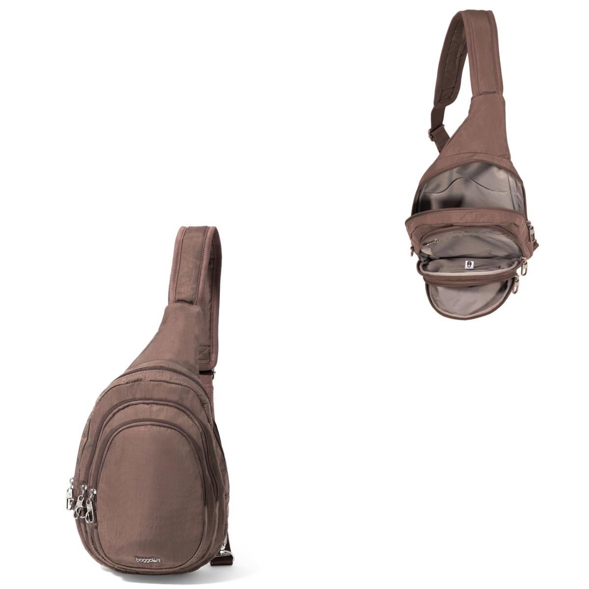 Baggallini Securtex Anti-Theft Multi Zip Sling - Portobello