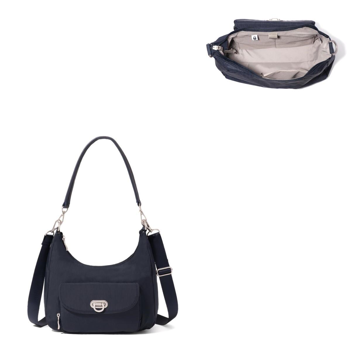 Baggallini Coastal Flip Lock Half Moon Bag - French Navy