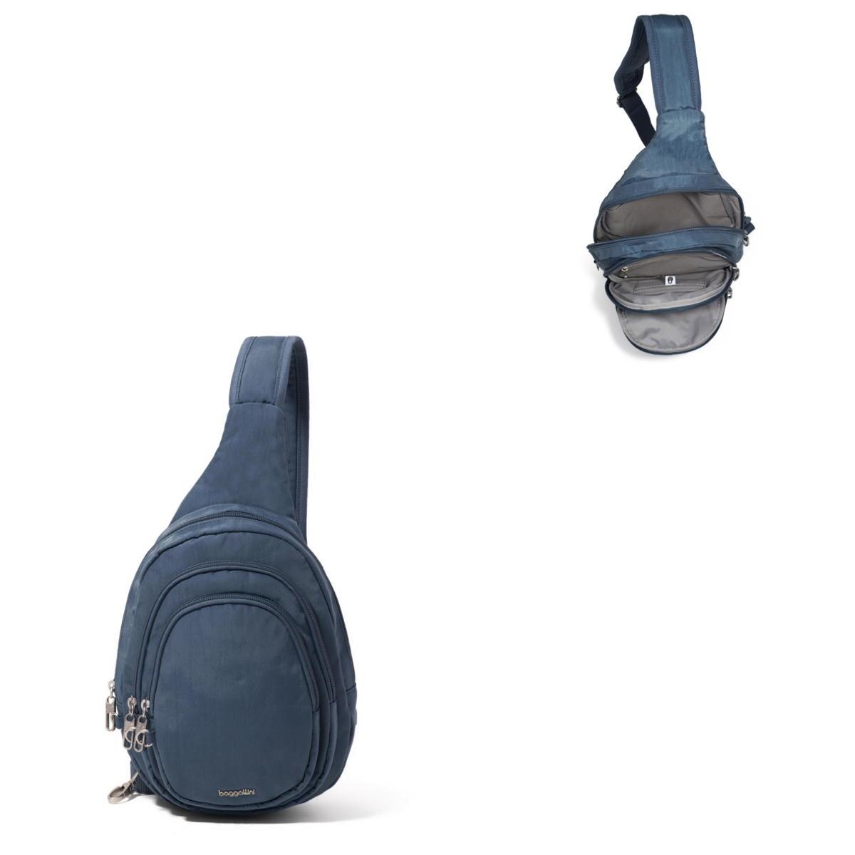 Baggallini Securtex Anti-Theft Multi Zip Sling - Mist