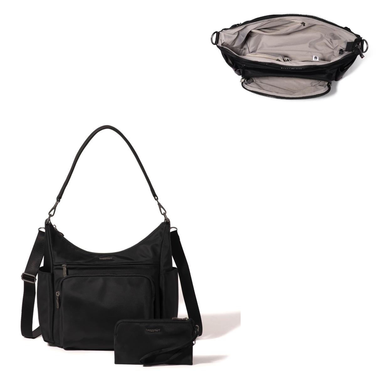 Baggallini Nolita Convertible Hobo with Wristlet - Black Twill