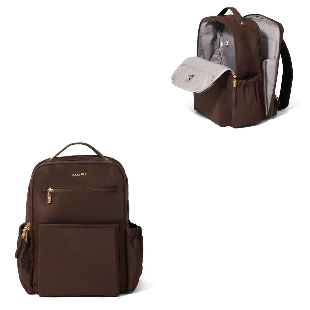 Baggallini Tribeca Expandable Laptop Backpack - Ganache Twill