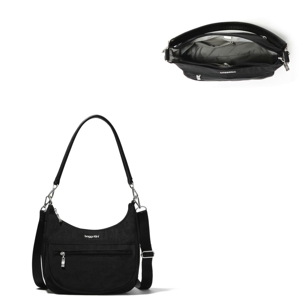 Baggallini Modern Pocket Half Moon Bag - BLACK
