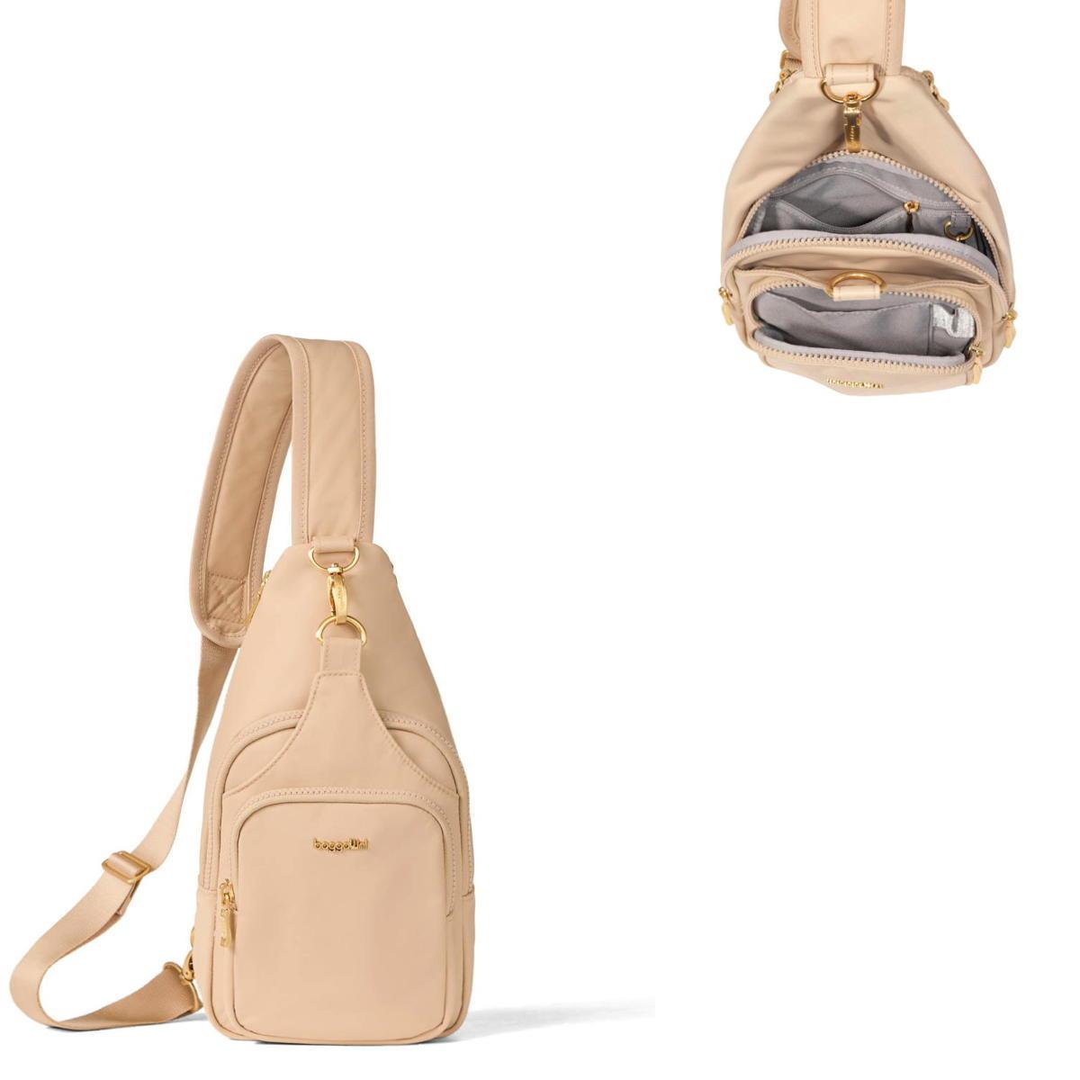 Baggallini Central Park Sling - Desert Sand Twill