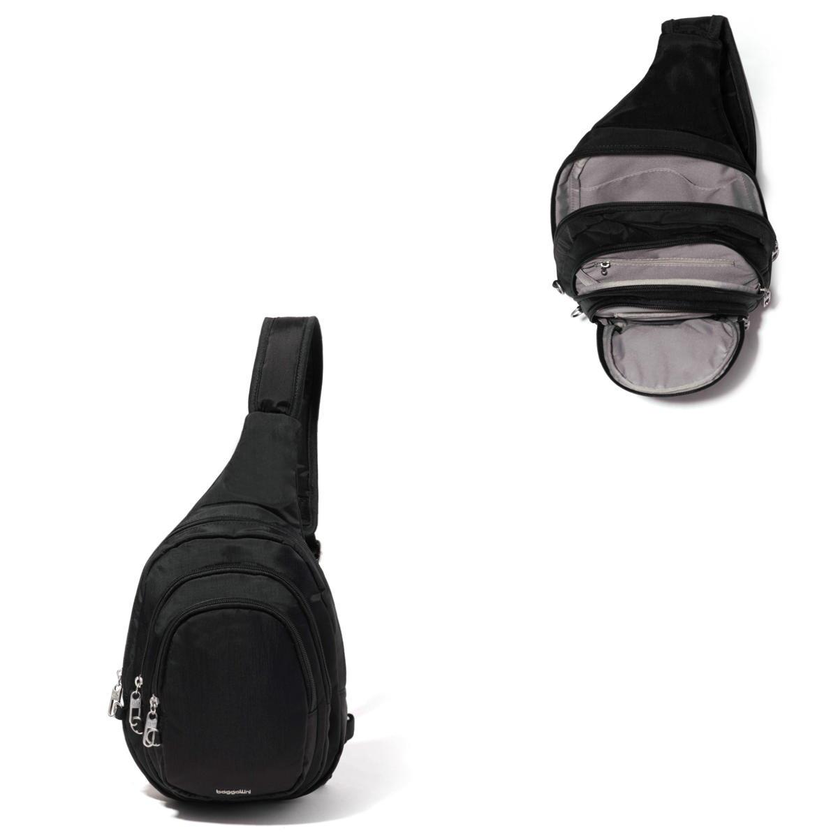 Baggallini Securtex Anti-Theft Multi Zip Sling - Black