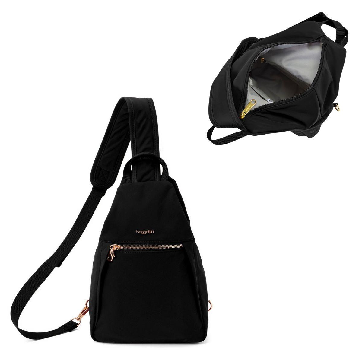Baggallini Securtex® Jet Set Anti-Theft Triangle Sling - Black