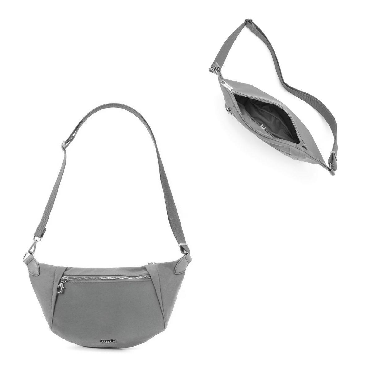 Baggallini Securtex® Jet Set Anti-Theft Crescent Sling - Opal Grey