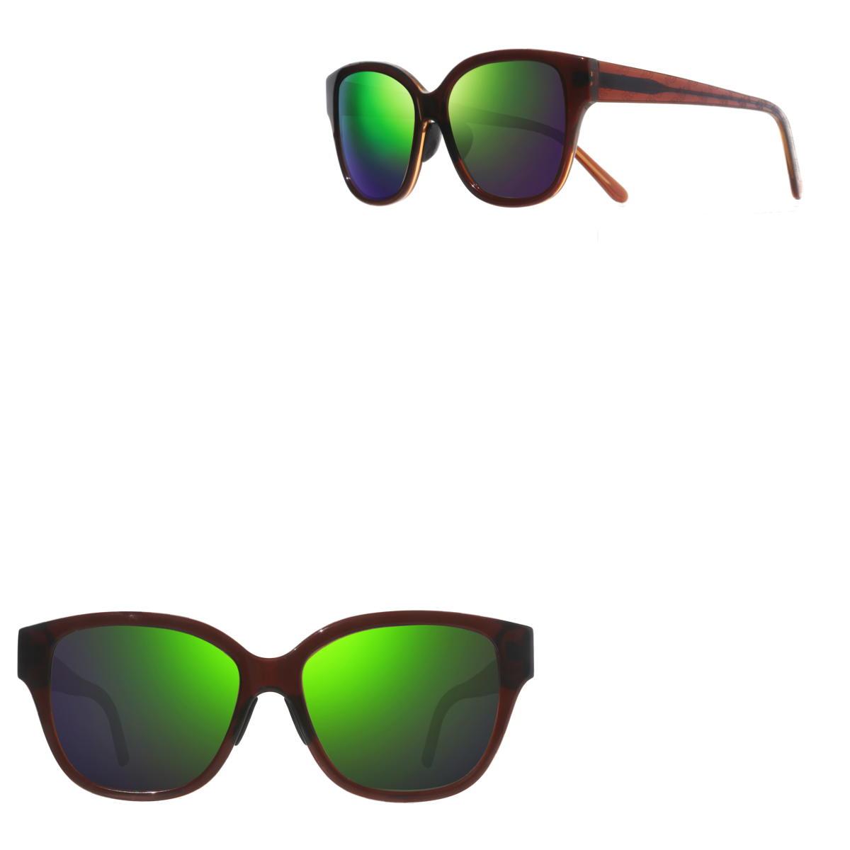 Revo Sunglasses Perry Modified Cat-Eye Sunglasses with Statement Temples - Brown - Size 64-15-140