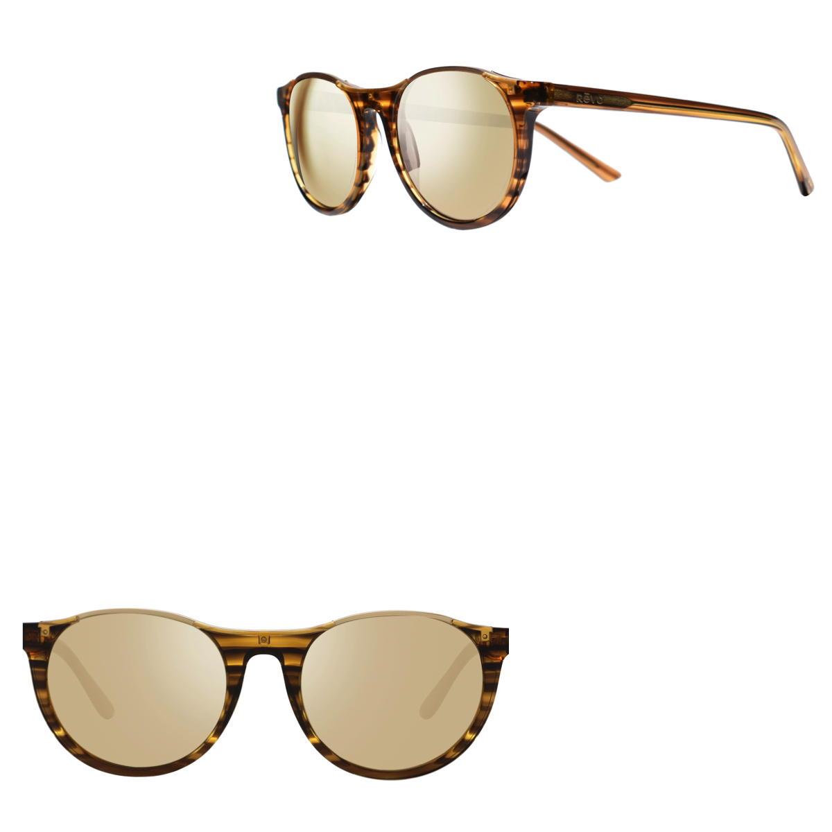 Revo Sunglasses Nolita Round Frame Sunglasses - Amber Horn - Size 53-20-145