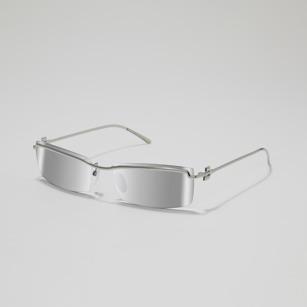 Revo Sunglasses NRGY Riva Semi Rimless Rectangle Sunglasses - Chrome - Size 58-18-140