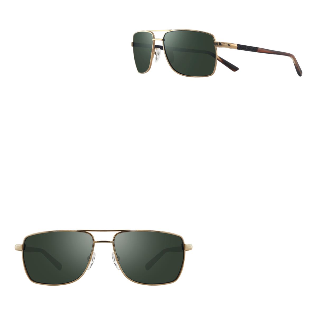 Revo Sunglasses Ray Polarized Square Glass Lens Sunglasses - Gold - Size 65-15-140