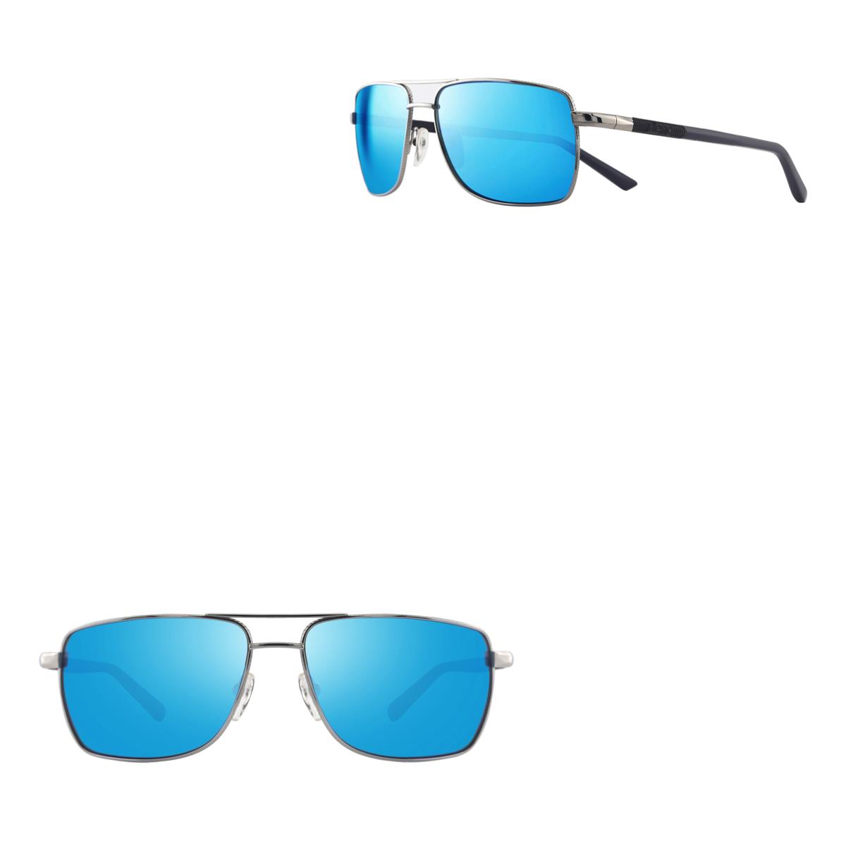 Revo Sunglasses Ray Polarized Square Glass Lens Sunglasses - Chrome - Size 65-15-140