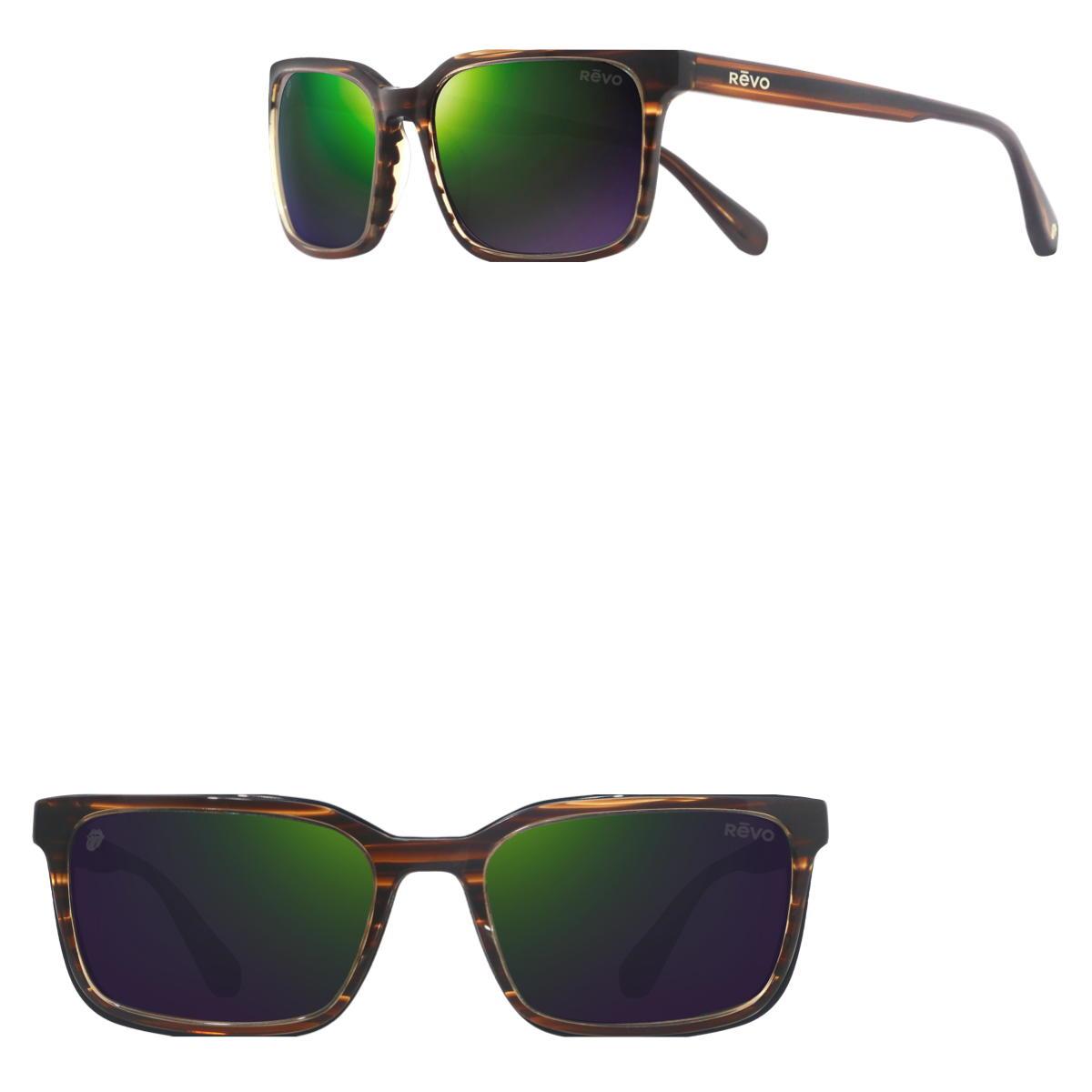Revo Sunglasses Rolling Stones x Revo Sway Square Polarized Sunglasses - Brown - Size 57-18-138