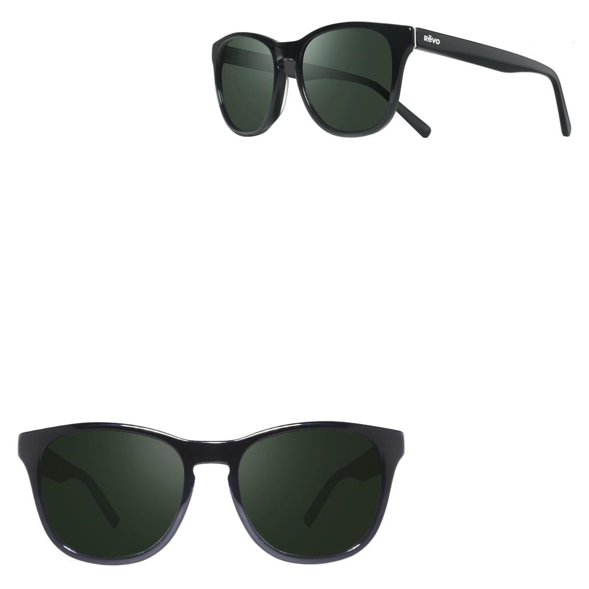 Revo Sunglasses Tatum Round Glass Lens - Shiny Black - Size 54-19-145