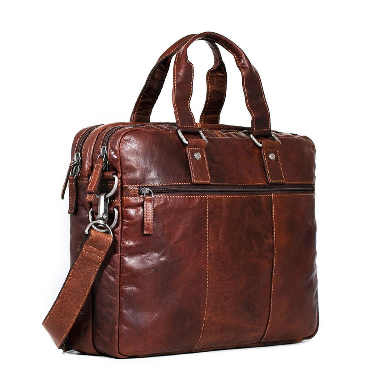 Jack Georges Large Double Gusset Top Zip - Brown
