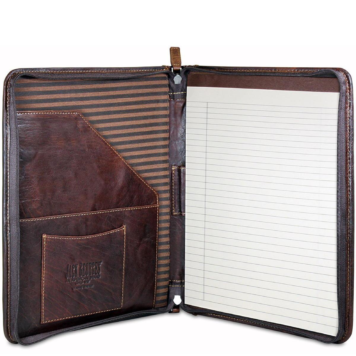 Jack Georges Letter Size Zip-Around Writing Pad - Brown