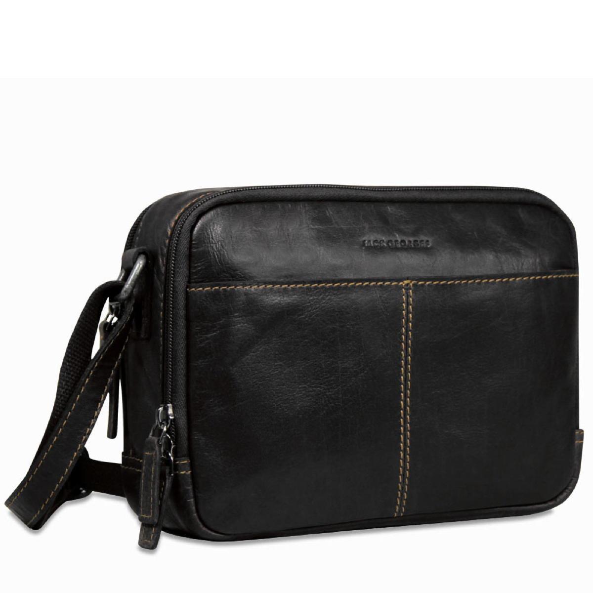 Jack Georges Double Zippered Crossbody Bag - Black