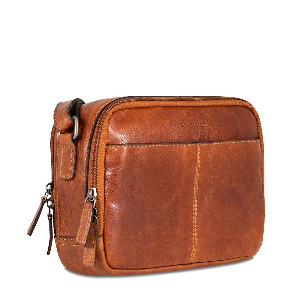 Jack Georges Double Zippered Crossbody Bag - Honey