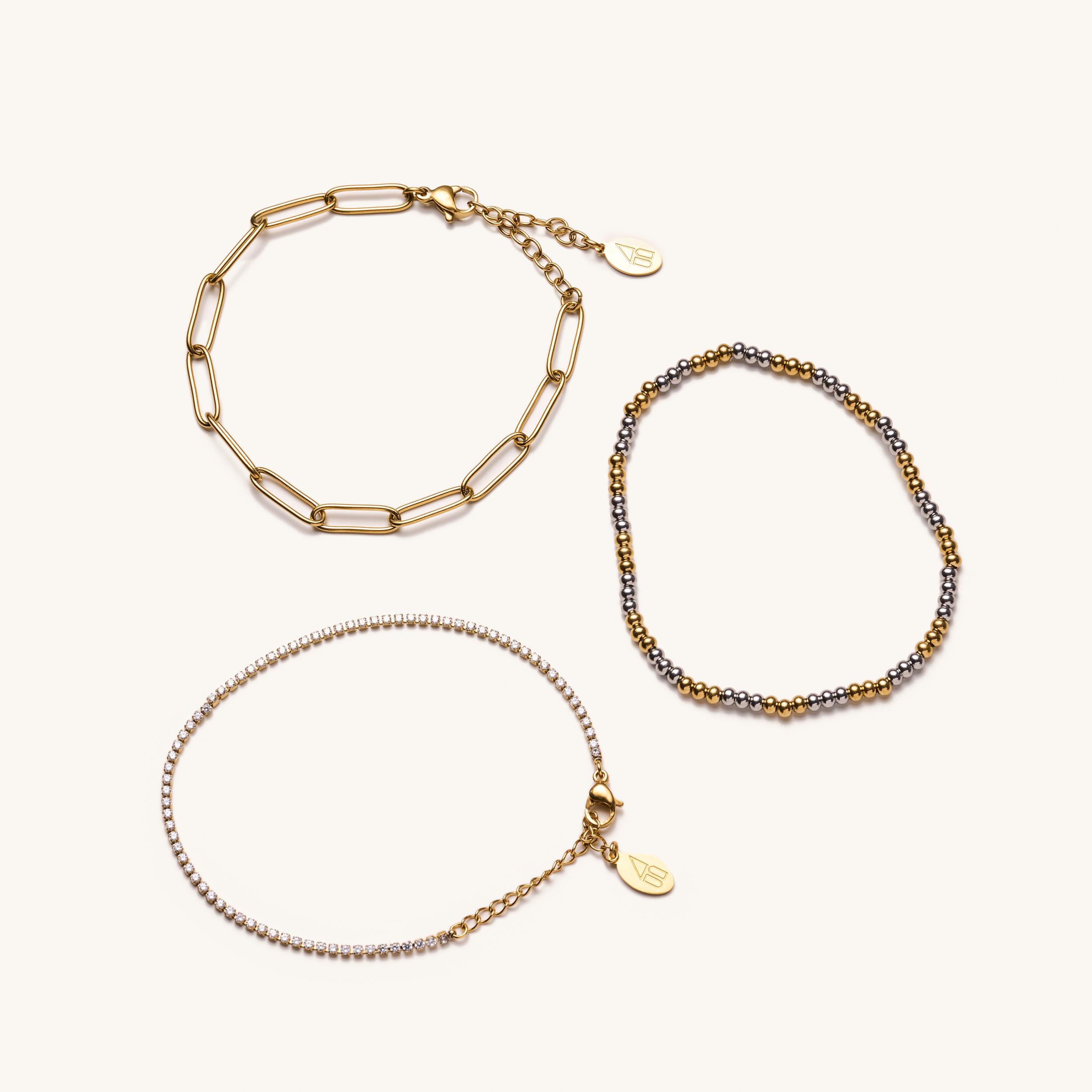 Nikki Smith Jet Two Tone Bracelet Set - Gold 