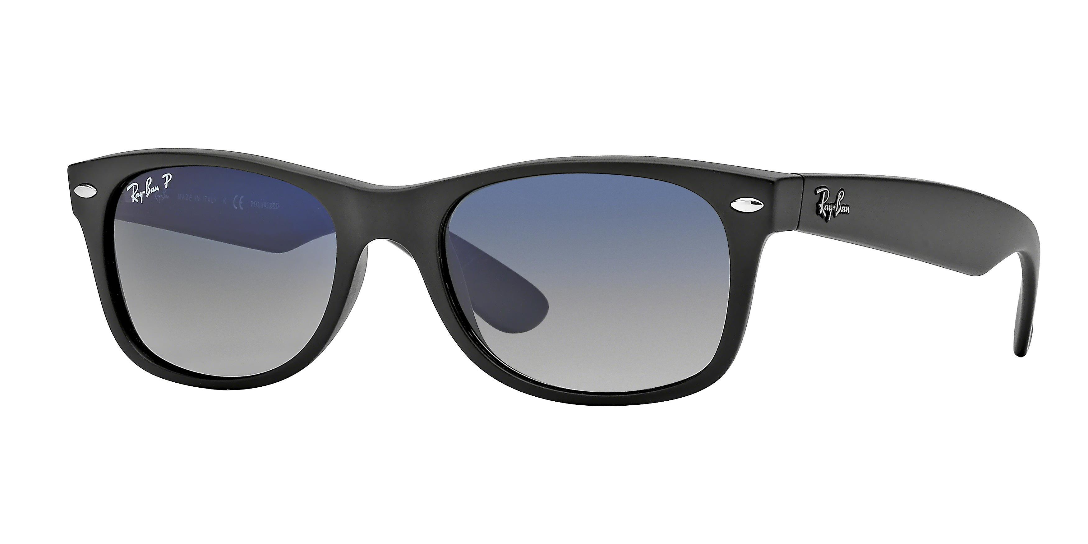 Ray Ban Rb2132 New Wayfarer Sunglasses 52 Mm Matte Black Frame Blue Grey Ebay
