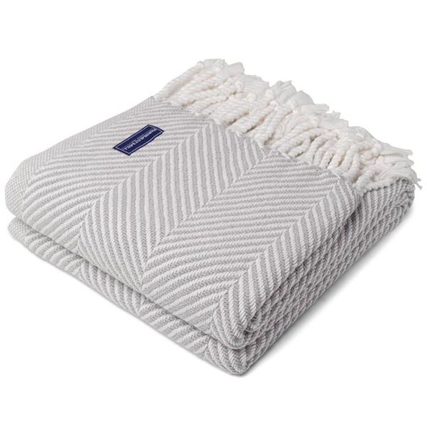 Faribault Mill Monhegan Cotton Throw wFringe - Dove Gray Image